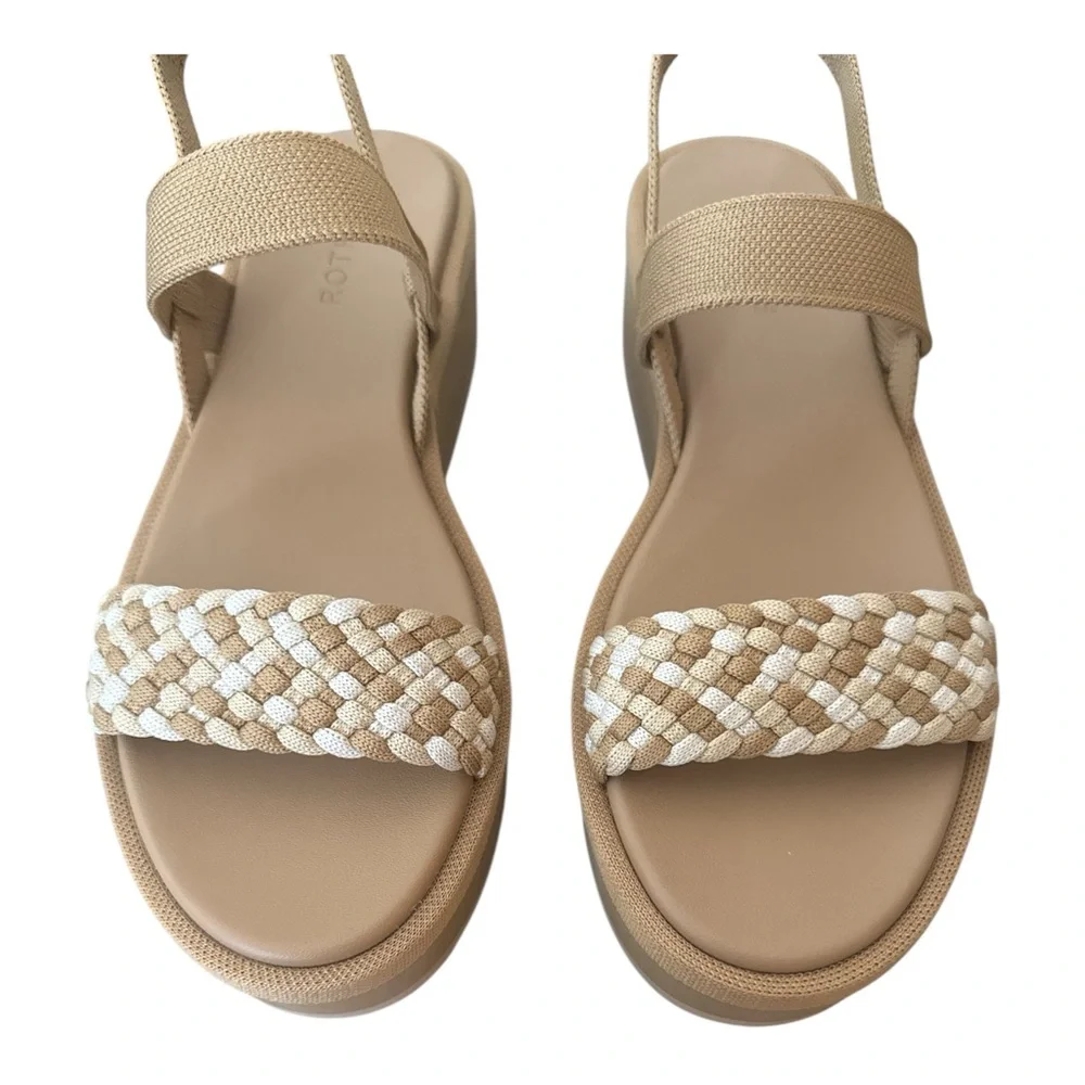 NWOT Rothy’s‎ Women’s Lightweight Wedge Sandal Neutral Beige Woven Size 11W